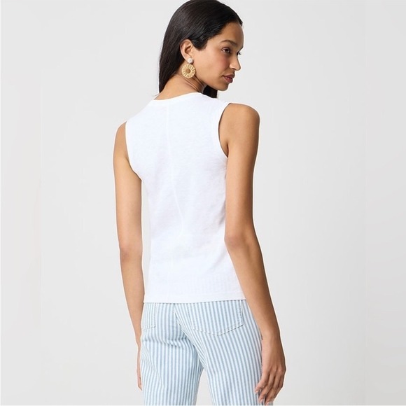 J Crew Shirt Womens White Girlfriend pocket tank top medium CJ049 NWT - Picture 3 of 14